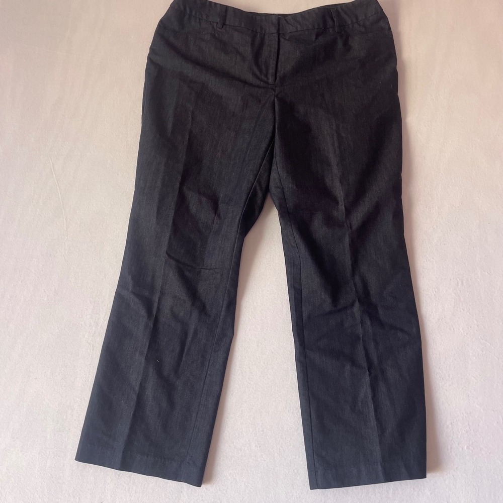 Apt 9 Womens Dark Gray Pinstripe Straight Leg Trousers Workwear Pants Size 14